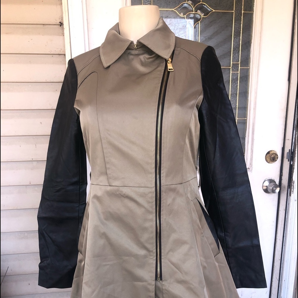 Bebe faux leather trench coat for women